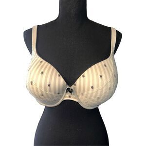 Victorias Secret 38DDD gray white  Striped Logo Body By Victoria Lined Demi Bra